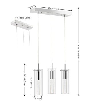 Mium Modern Style Iron/Crystal/Glass Integrated LED Linear Pendant - JONATHAN Y